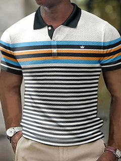 Men's Casual Zip Polo Shirt with Print for Summer