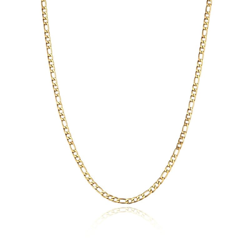 INBLUE Stainless Steel Figaro Chain Necklace for Men Silver/Gold Chain Necklaces Jewelry Gift for Women Chain Lengths 16-36 inches (Gold 3mm-26)
