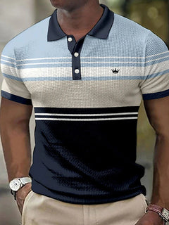 Men's Casual Zip Polo Shirt with Print for Summer