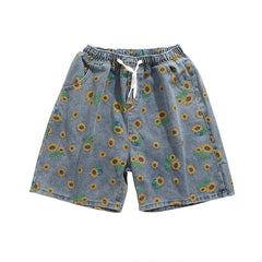 Men's Five-Point Beach Pants with Drawstring Waist