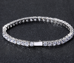 Hip Hop Spring Buckle Tennis Chain Bracelet, Single Row