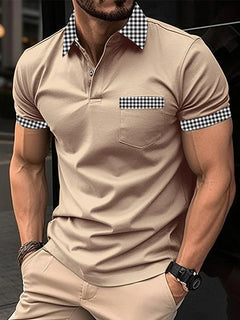 Men's Casual Zip Polo Shirt with Print for Summer