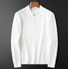 Men's Knitted Waffle Half-Zip Lapel Sweater