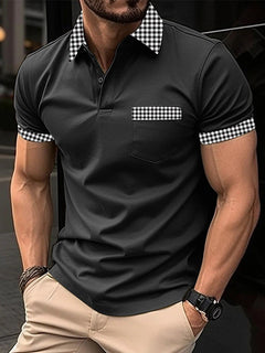 Men's Casual Zip Polo Shirt with Print for Summer