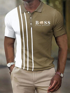 Men's Casual Zip Polo Shirt with Print for Summer