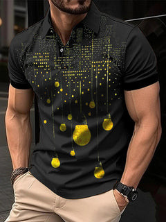 Men's Casual Zip Polo Shirt with Print for Summer