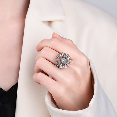 Adjustable Sunflower Spinning Ring for Women