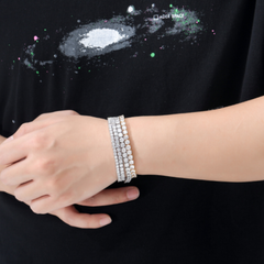 Hip Hop Spring Buckle Tennis Chain Bracelet, Single Row