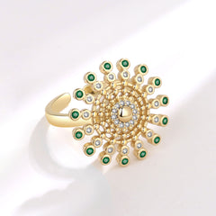 Adjustable Sunflower Spinning Ring for Women