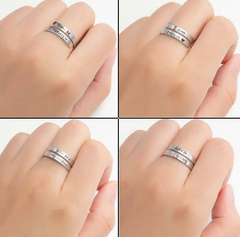 Dual Band English Stainless Steel Ring
