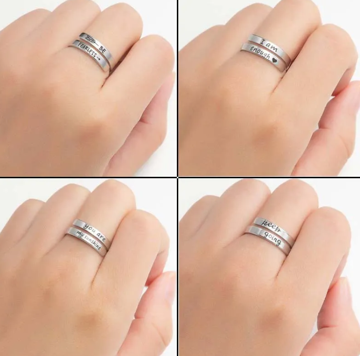 Dual Band English Stainless Steel Ring