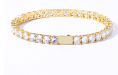 Hip Hop Spring Buckle Tennis Chain Bracelet, Single Row